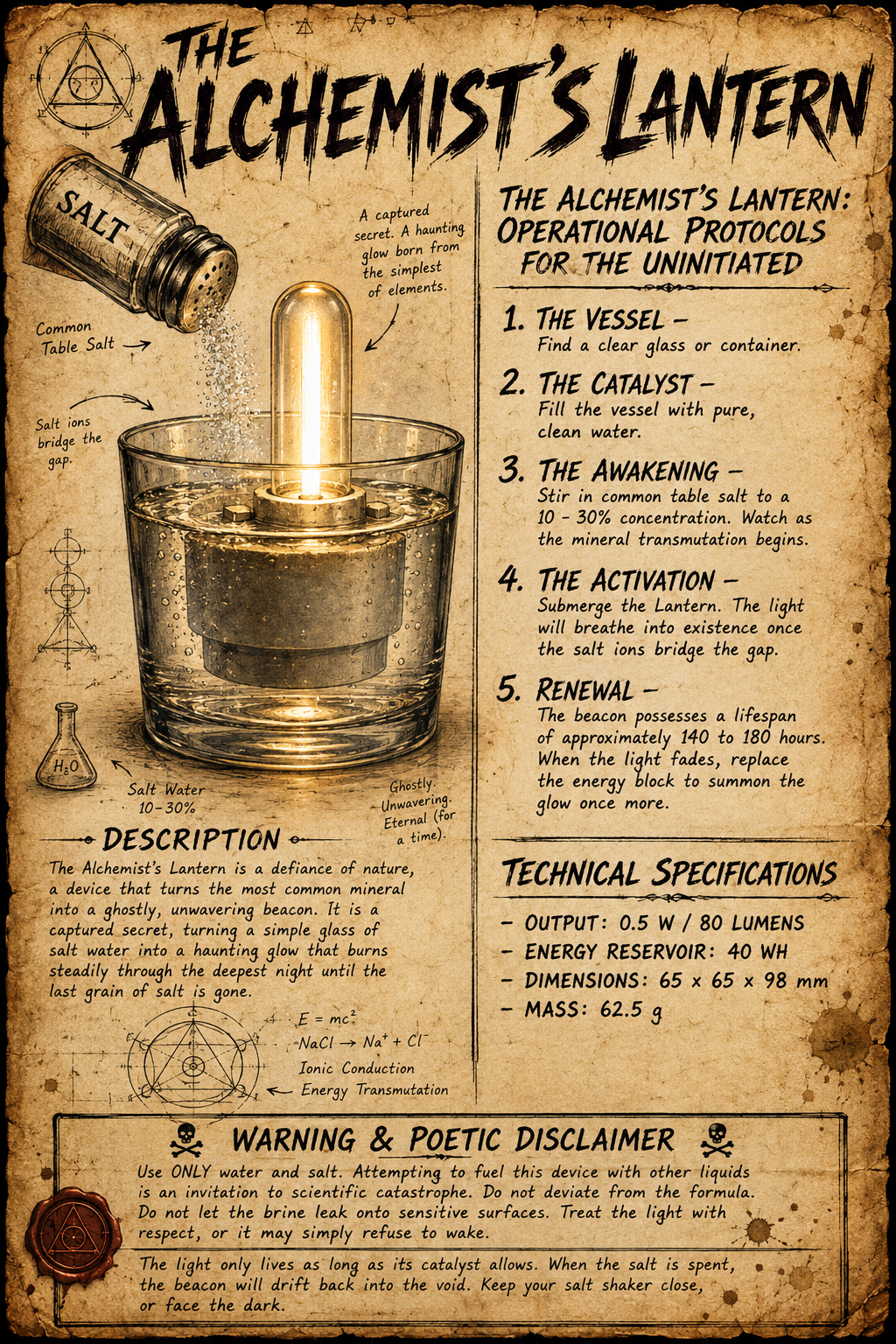 The Alchemist's Lantern - a salty relic that defies the dark